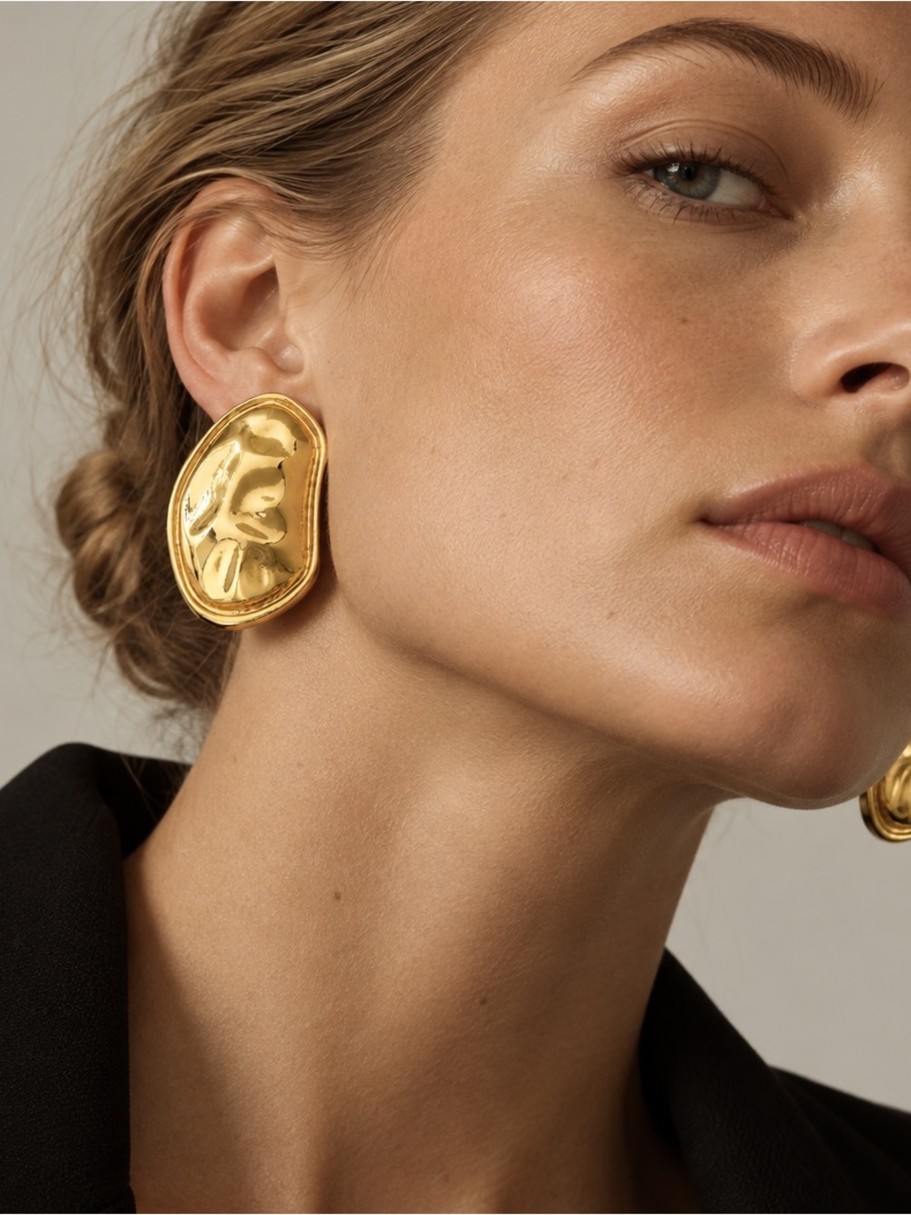 Sculpted Gold Statement Clip-On Earrings - Women Jewelry